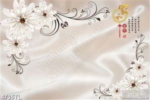 Tranh lụa 3D hoa trắng psd