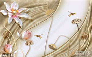 Tranh lụa 3D hoa sen hồng