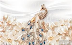 Tranh lụa chim công trang sức