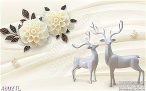 Tranh lụa chú nai trắng