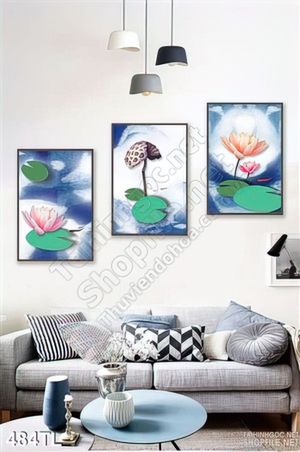 Tranh lụa 3D hoa sen treo tường đẹp