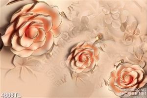 Tranh lụa hoa hồng cam