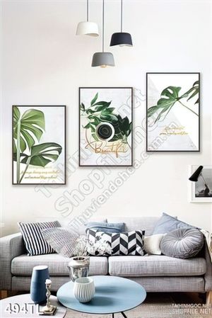 Tranh lụa 3D màu nước các loại lá cây