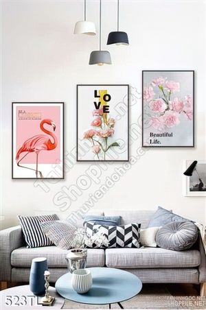 Tranh lụa 3D hồng Hạc và hoa