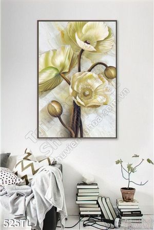 Tranh lụa 3D hoa nghệ thuật treo tường