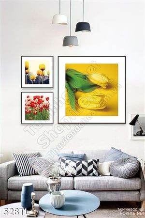 Tranh lụa 3D hoa tulip trang trí đẹp