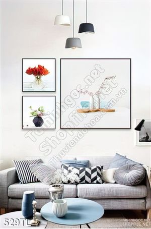 Tranh lụa 3D hoa tulip trang trí tường đẹp