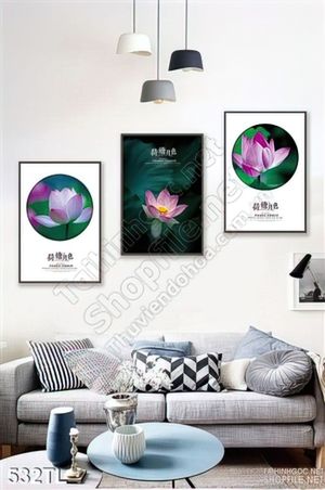 Tranh lụa 3D hoa sen trang trí đẹp