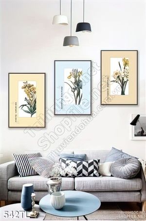 Tranh lụa 3D màu nước hoa trang trí