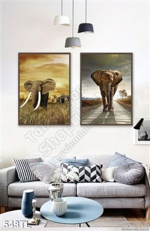 Tranh lụa 3D Voi nghệ thuật trang trí phòng khách