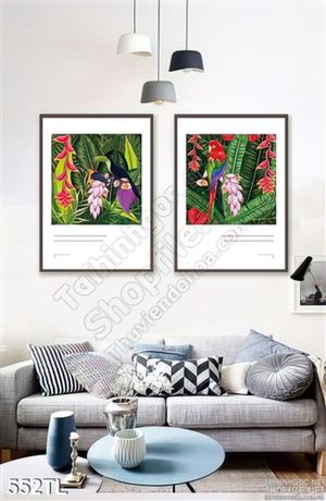 Tranh lụa 3D chim Vẹt treo tường