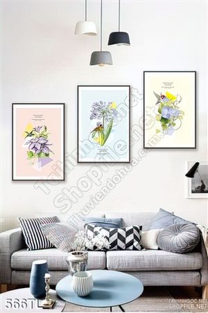 Tranh lụa 3D bình hoa trang trí treo tường