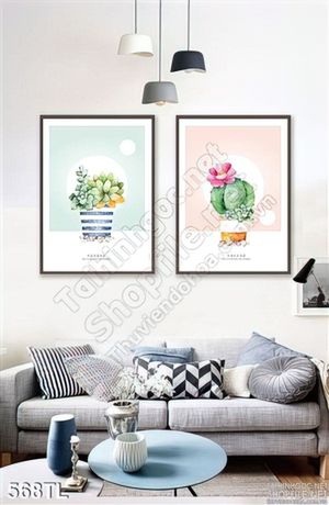 Tranh lụa màu nước xương rồng