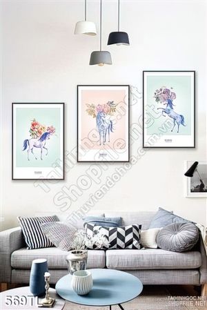 Tranh lụa 3D ngựa treo tường đẹp