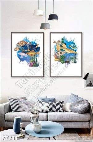 Tranh lụa 3D cá trang trí treo tường