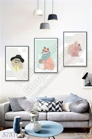 Tranh lụa 3D gấu trang trí treo tường