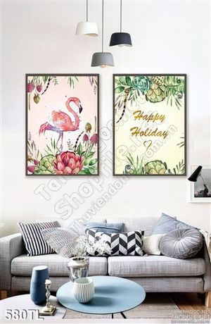 Tranh lụa 3D Hồng Hạc đẹp