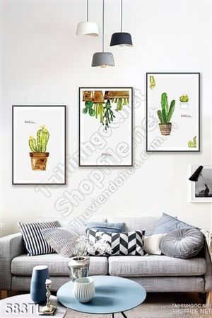 Tranh lụa 3D xương rồng trang trí