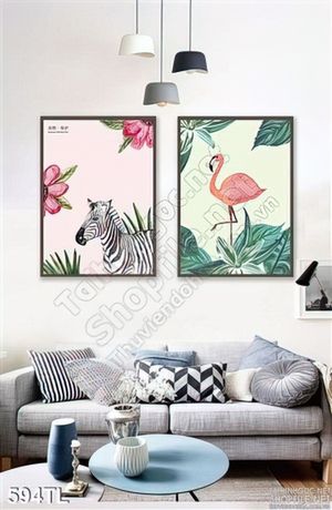 Tranh lụa 3D Hồng hạc treo tường mới nhất