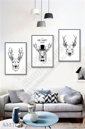 Tranh lụa 3D hươu nai nghệ thuật