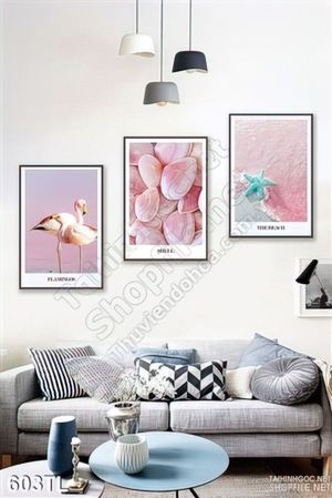 Tranh lụa 3D hồng Hạc và hoa