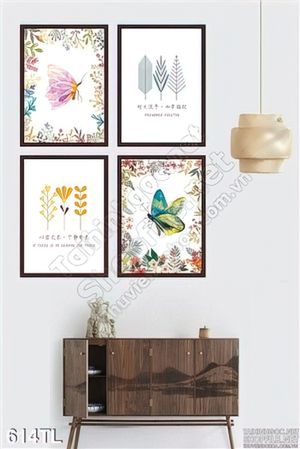 Tranh lụa 3D màu nước trang trí phòng khách