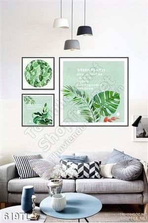 Tranh lụa 3D lá cây trang trí đẹp
