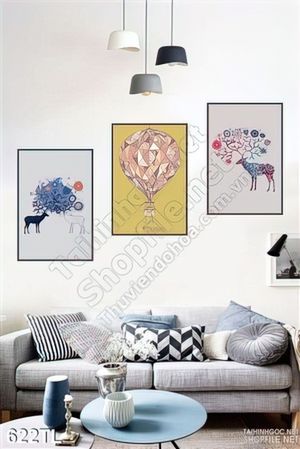 Tranh lụa 3D hươu nghệ thuật trang trí đẹp