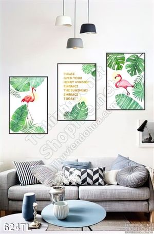 Tranh lụa 3D chim hạc và lá cây