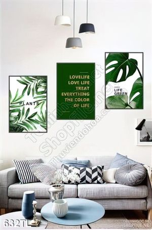 Tranh lụa 3D lá cây treo tường mới nhất