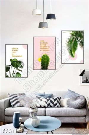 Tranh lụa 3D xương rồng trang trí phòng khách đẹp