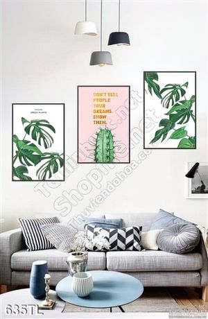 Tranh lụa 3D màu nước lá cây đẹp