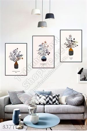 Tranh lụa 3D chậu hoa treo tường đẹp