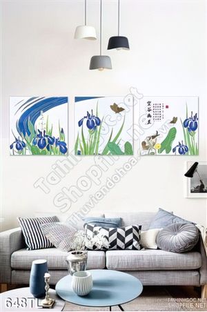 Tranh lụa 3D hoa trang trí phòng khách đẹp