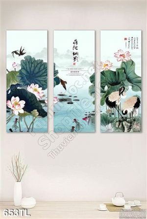 Tranh lụa 3D hoa Sen thư pháp đẹp nhất