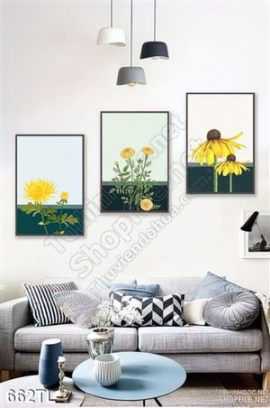 Tranh lụa 3D hoa Cúc in gạch đẹp treo tường