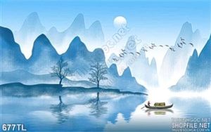 Tranh lụa 3D màu nước quê hương
