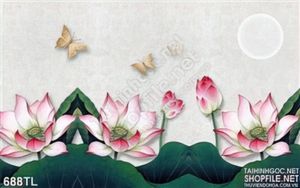 Tranh lụa 3D hoa sen đẹp nhất