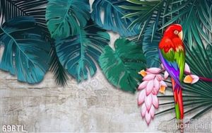 Tranh lụa 3D chim Vẹt trang trí phòng ngủ