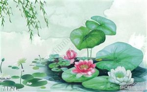 Tranh lụa 3D hoa sen thư pháp trang trí treo tường