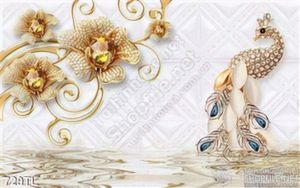 Tranh lụa 3D chim công và hoa