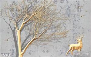 Tranh lụa 3D hươu nai trang trí tường đẹp