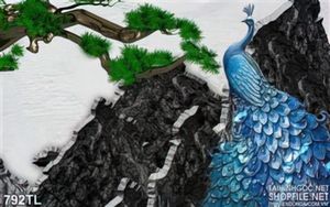 Tranh lụa 3D chim công nghệ thuật đẹp