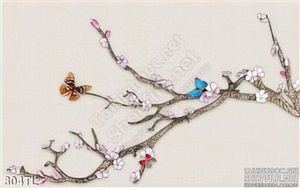 Tranh lụa 3D hoa đào trang trí treo tường đẹp