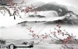 Tranh thư pháp hoa đào treo tường đẹp