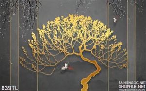 Tranh lụa 3D cây kim tiền đẹp độc đáo
