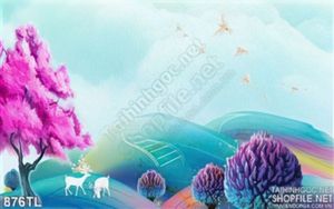 Tranh hươu nai hiện đại treo tường