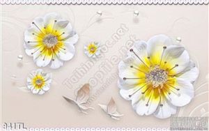 Tranh lụa 3D hoa mai kim cương đẹp