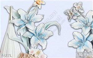 Tranh lụa 3D hoa ly trang trí phòng khách