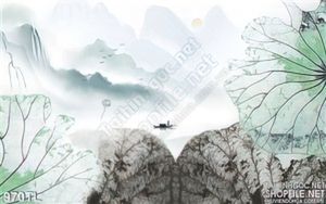 Tranh thư pháp lá sen đẹp độc đáo